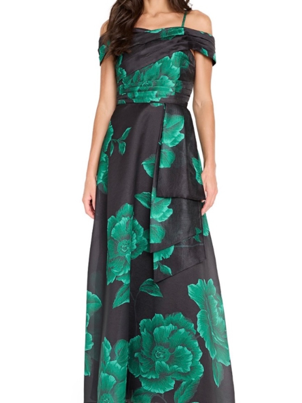 NWT Tahari ASL Off Shoulder Gown Size 2 with removable, adjustable straps